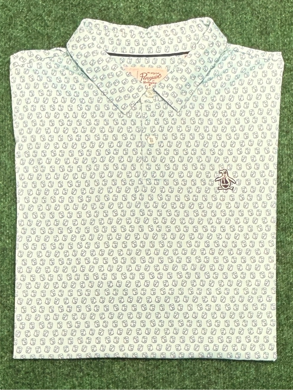 Original Penguin Performance Polo With All Over Micro Print. Size XL/ Light Blue